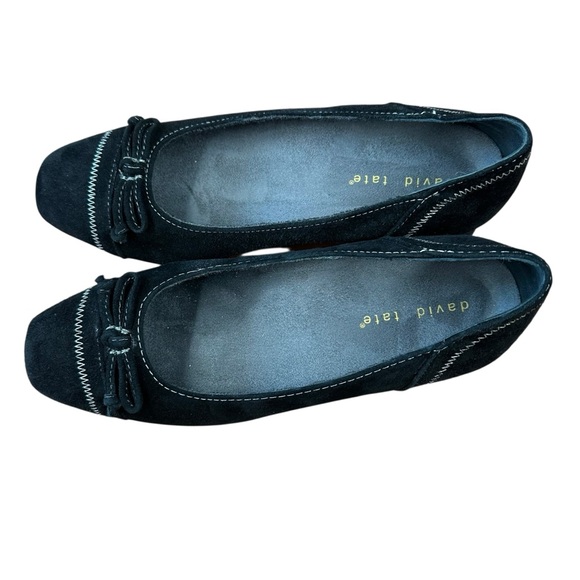 David Tate Heritage black suede square toe pump with block heel 7.5 W - Picture 6 of 16